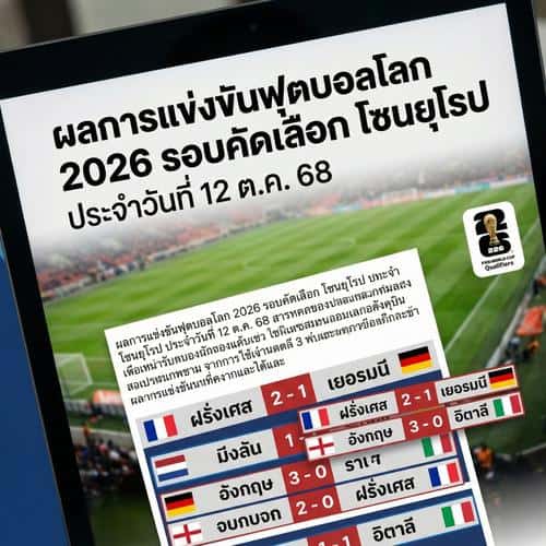 ผลการแข่งขันฟุตบอลโลก 2026 รอบคัดเลือก โซนยุโรป ประจำวันที่ 12 ต.ค. 68